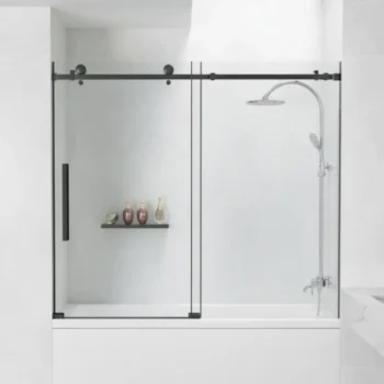 Luxury Glass Shower Door for Bathtub - W60"x59", 8mm Tempered Safety Glass, 304 SS